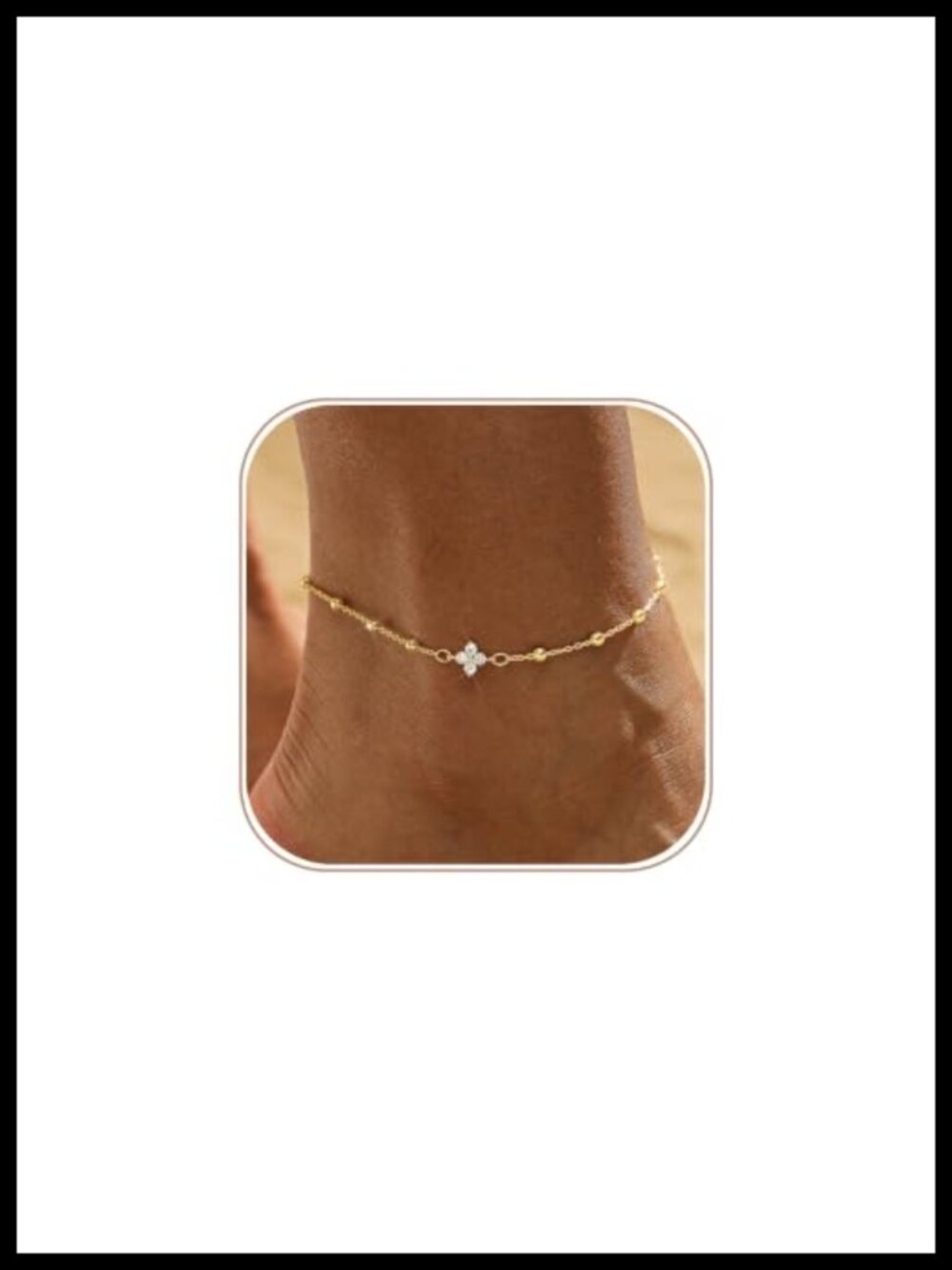 14k Gold Plated Layered Link Chain Anklet Gold Ankle Bracelet for Women